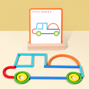 <span class=keywords><strong>Puzzle</strong></span> in Legno Educativo per Bambini con Carte, Bastoncini e Anelli, Set di Blocchi Giocattolo - Product Image 3