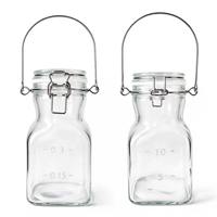 Bocal en verre de qualité alimentaire avec couvercle basculant et poignée de transport, récipient hermétique à motif en relief pour confiture d'abricot et pâte de fruits