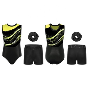 Tenue de patinage artistique, de gymnastique et de danse élégante pour filles de 6 à 16 ans, justaucorps avec short et bandeau pour la pratique des acrobaties - Product Image 2