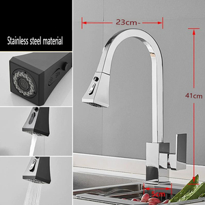 Robinet de <span class=keywords><strong>cuisine</strong></span> noir émaillé avec douchette extractible, <span class=keywords><strong>mitigeur</strong></span> eau chaude et froide pour évier - Product Image 5