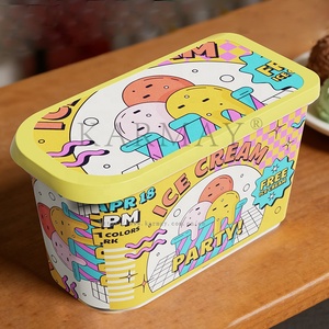 Contenants à glace Sundae Party Favors 1,3 L (1,2 Quart) en plastique réutilisables avec couvercles IML pour congélation - Product Image 5