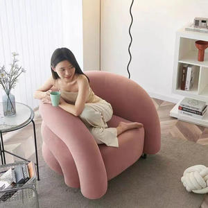 Fauteuil simple de couleur crème, forme ronde, chaise d'attente pour petits appartements et balcons - Product Image 2