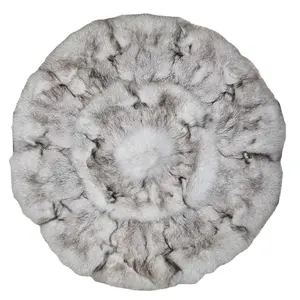 MWFur Genuine Fox Fur Cushions for Sofa Seat Natural Fur Cushions Luxury Fur Cushion Factory Wholesale Patchwork Round Shape