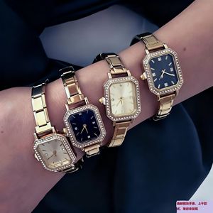 Montre élégante pour femme avec un design carré et des accents de diamants, bracelet de montre DIY, montre à quartz, montre-bracelet pour femme assortie - Product Image 1