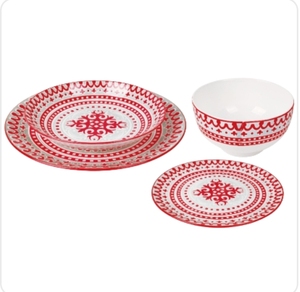 Bộ đồ ăn Sứ Pad in ấn nhà bếp ăn tối thiết lập 16 pcs gốm bộ đồ ăn thiết kế màu đỏ bộ sưu tập 16-Piece dịch vụ cho 4 - Product Image 5