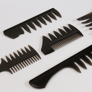 Professionale donna uomo capelli <span class=keywords><strong>denti</strong></span> <span class=keywords><strong>larghi</strong></span> Texture pettine 5 pezzi Double-face Retro Oil Head spazzole per capelli per barbiere parrucchiere Set - Product Image 2