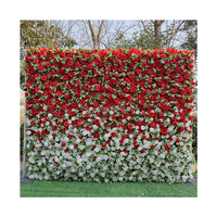 Nouveau design 8ft * 8ft toile de fond murale de fleurs artificielles en soie blanche pour mariage Halloween et occasions en plein air