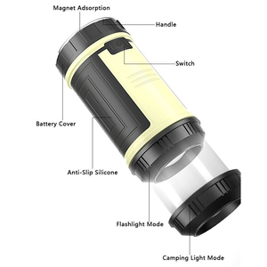최신 휴대용 LED 캠핑 랜턴 흰색 ABS 바디 및 텐트 교수형 후크 COB 전구 태양열 구동 접이식 야외 조명 - Product Image 2