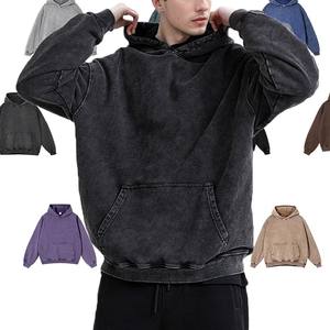 Sweat à capuche vintage délavé pour hommes, coton épais, éponge française, sweat à capuche surdimensionné avec impression 3D tie dye, style délavé à l'acide, vente en gros - Product Image 1