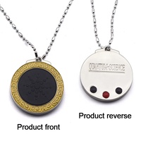 Pendentif rond à énergie ionique, bijoux en pierre naturelle, accessoire, logo personnalisé, pendentifs bio quantiques en pierre de lave nano scalaire