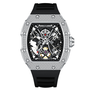 Montre automatique de luxe pour homme ONOLA 2024, modèle 3828D, boîtier carré noir, fermoir à boucle, cadran en verre, résistance à l'eau 3 BAR - Product Image 4