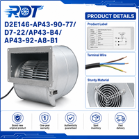 Ventilador Centrífugo AC D2E146-AP43-90-77/D7-22/AP43-B4/AP43-92-A8-B1 de Alto Flujo de Aire, Duradero, para Refrigeración de Gabinetes Inverter