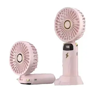 Tragbarer faltbarer mini-ventilator tragbar mit Telefonständer und Anzeige USB wiederaufladbar 5 Geschwindigkeiten ventilator kühler outdoor handheld kleiner Ventilator
