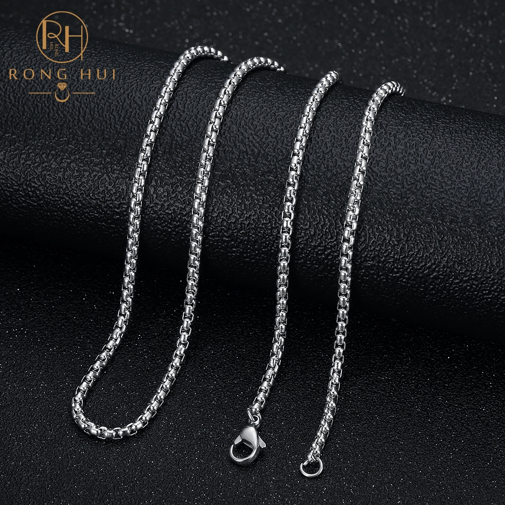3*61cm couleur argent carré perle chaîne