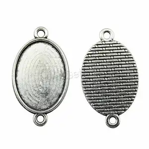 DIY jewelry making bulk vintage Oval Zinc Alloy Connector Setting plated different size for choice & 1/1 loop 1665234