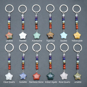Pha Lê Sao <span class=keywords><strong>Keychain</strong></span> Với 7 Chakra Đá Tự Nhiên Bead Quyến Rũ Đá Quý Vòng Chìa Khóa Cho Xe Ví Ba Lô Móc Chìa Khóa - Product Image 5