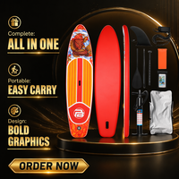 Planche de paddle gonflable (SUP) avec pagaie, ailerons, leash et sac de transport pour le yoga et les excursions