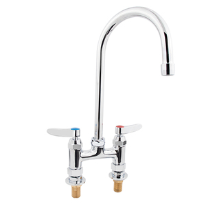 Grifo de Cocina Comercial de Latón Sólido Cromado con Caño Giratorio 360°, Doble Manija, Mezclador de Agua Fría y Caliente para Hostelería y Hogar - Product Image 1