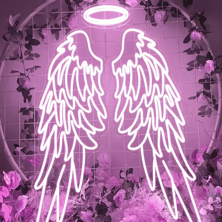 Letrero de luz Led con diseño de alas de Ángel para decoración del hogar, letrero de neón personalizado para decoración de pared, Bar, fiesta, regalos