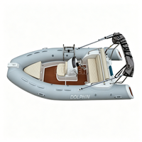 Bateau pneumatique semi-rigide (RIB) de 4,3 m (14 pieds) en Hypalon et PVC avec coque en fibre de verre, bimini top gris, idéal pour la famille, les loisirs, la pêche et la plongée