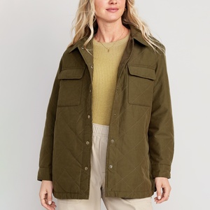 Vêtements d'hiver personnalisés Vestes pour femmes Veste mode surdimensionnée unisexe à bouton-pression Manteau utilitaire matelassé pour femmes - Product Image 1