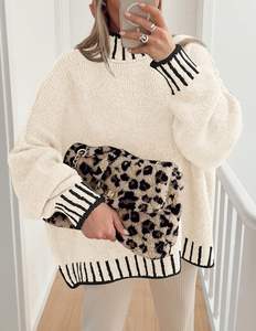 Women's Casual Winter Oversized Pullover Sweaters Long Sleeve Mock Neck Chunky Knit <strong>Slouchy</strong> Solid <strong>Jumper</strong> Tops - Product Image 3