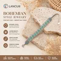 Bracelet en argent tissé à la machine avec des carrés de pierres naturelles et une chaîne, bracelets à cordon tendance, bracelet tressé perlé