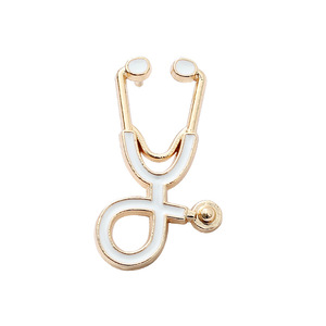 Lindo estetoscopio <span class=keywords><strong>ECG</strong></span> broche médico enfermera esmalte solapa Collar alfileres broche para Mujeres Hombres niños regalo de moda - Product Image 5