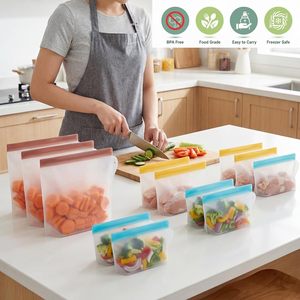 ถุงแช่แข็งแบบใช้ซ้ำได้, ถุงเก็บอาหารกันรั่วสำหรับผัก, ของเหลว, ขนมขบเคี้ยว, เนื้อสัตว์และแซนวิช, ขนาดต่างๆ - Product Image 4