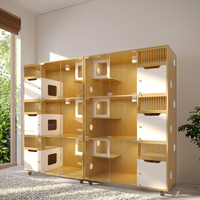 Maison pour chat en bois multicouche avec panneaux transparents