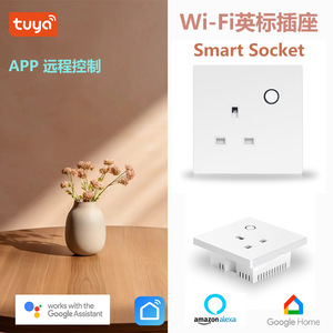 Cnskou Smart <b>Wifi</b> Socket Uk <b>Plug</b> 86mm Wall Mounted With Timer App Control Tuya System Overload Protection Plastic Material - Product Image 3