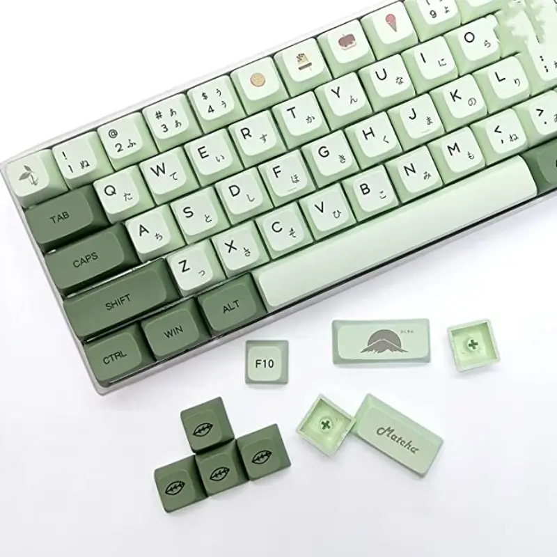 Matcha-Tasten kappen PBT 124-Tasten XDA-Profil Farb sublimation ANSI-Layout Set Japanische Tasten kappen für Gateron Kailh Cherry MX-Schalter