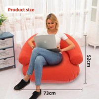 Canapé gonflable portable d'intérieur en PVC floqué gaufré, léger (716g), avec accoudoir en U, 77*74*58cm