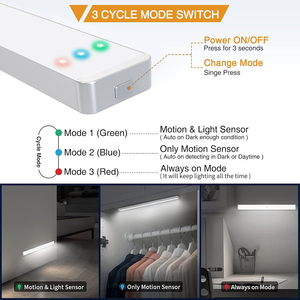 <b>LED</b> Under Cabinet <b>Light</b> Human <b>Motion</b> <b>Sensor</b> Rechargeable Dimmable Magnetic Design Counter Lamp for Kitchen Wardrobe Cupboard - Product Image 5