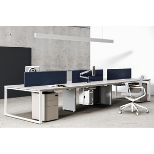 Escritorio de estación de trabajo de madera modular convertible para 1, 2, 4, 6 y 8 personas con panel MFC opcional para personal de oficina cuadrado y empleados - Product Image 1