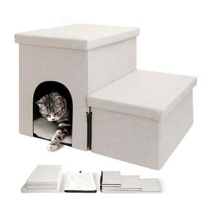 छोटे कुत्तों और बिल्लियों के इनडोर उपयोग के लिए कपड़े mdf और sal हेम्प के साथ उच्च गुणवत्ता वाले टिकाऊ आधुनिक फोल्डेबल पालतू सीढ़ियां - Product Image 6