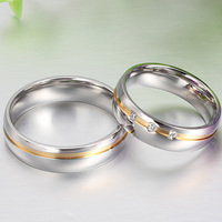 Bague de fiançailles et de mariage en argent tendance pour femmes et hommes, pierre CZ, acier inoxydable, bagues d'anniversaire, cadeaux en gros