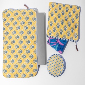 High Quality Indian Hand Block Printed Customizable Cotton <b>Laptop</b> <b>Sleeve</b> Case Set Lightweight for Daily Use Great Price - Product Image 1