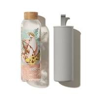 Bouteille d'eau en verre réutilisable de 500 ml en gros avec couvercle en bambou naturel, anti-fuite, compatible lave-vaisselle, et manchon en néoprène personnalisé