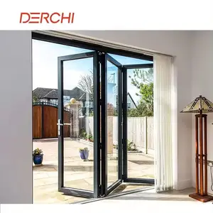 12 Feet Air Tightness Aluminum Tempered Glass Patio Accordion Folding Doors