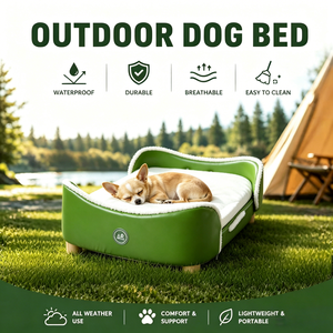 Cama para Perros de Diseño Moderno con Estructura de Acero y Cuero, Diseño Estético Único, Camas Elevadas de Lujo para Interiores para Perros Grandes - Product Image 1