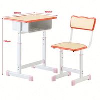 Ensemble bureau et chaise ergonomiques pour étudiants avec tiroir, structure métallique réglable pour l'étude à domicile et en classe
