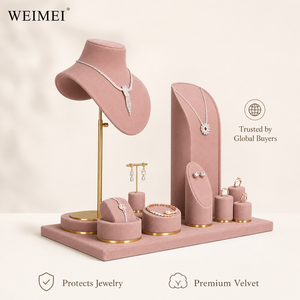 WEIMEI - Expositor de Joyería de Terciopelo Rosa Empolvado Personalizado, Maniquí para Exhibición de Collares, Pendientes, Anillos, Pulseras y Conjuntos de Joyería - Product Image 2