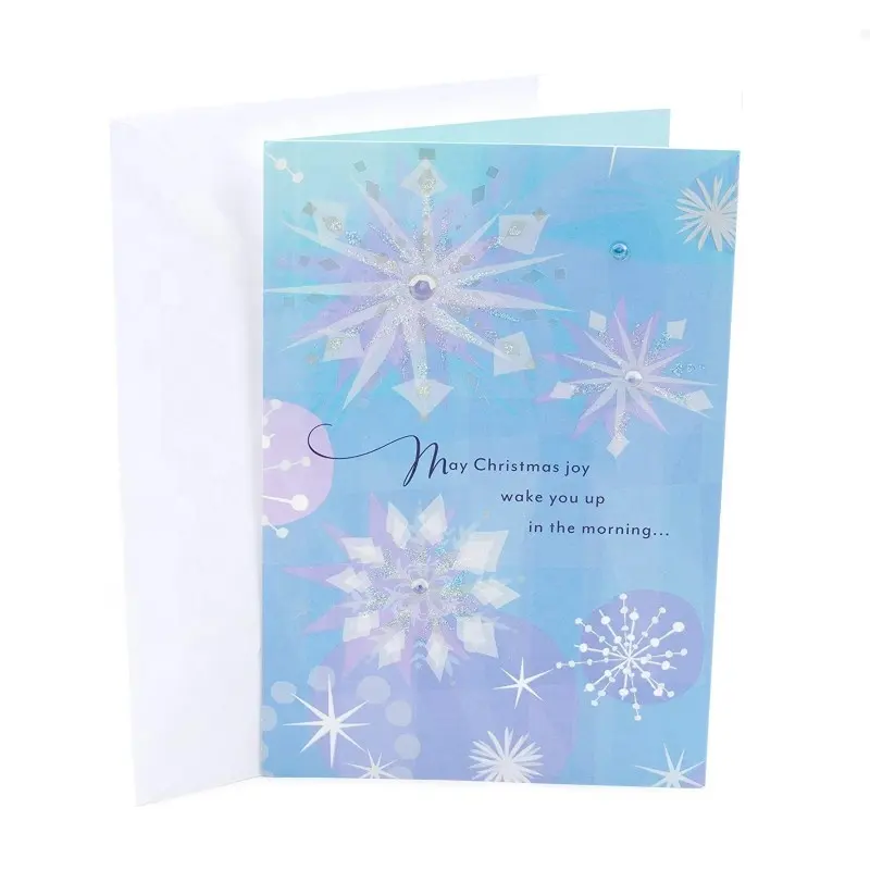 100 팩 크리스마스 인사말 카드 냉동 인쇄 Dreamlike 반짝이 눈 디자인 대량 상자 세트 초대 카드 종이 4 색 사랑