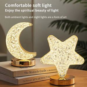 Modern Plastic Bedroom Crystal Touch Dimming Night Light Girls Room Home Decor USB <b>Bedside</b> LED Ambient <b>Table</b> 3d Moon Lamp - Product Image 1