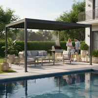 Pergola bioclimatique en acier à lames orientables manuelles 3x4M, entièrement en fer, imperméable, mobilier d'extérieur moderne, gazebo, patio