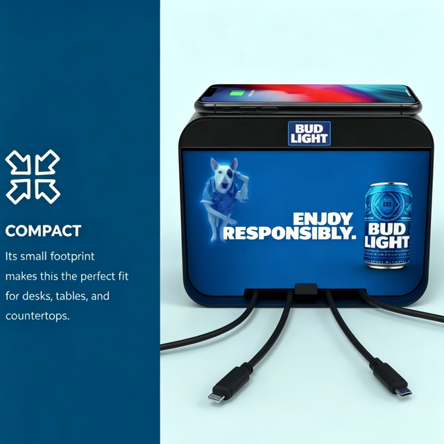Vending Machines Desktop Multi Device Charging Hub Station With Data Blocking Cables for Hotel Cafe Restaurant Bar Projects