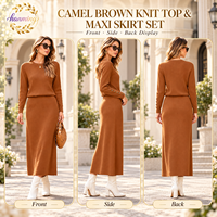 Ensembles de jupes 2 pièces pour femmes, robe pull à manches longues pour l'automne, robe midi en tricot décontractée, tenues de voyage, vêtements d'hiver