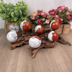 6 cm Cristal Sphère Naturel Spirituel Rouge Jaspe Howlite Poche Monstre <span class=keywords><strong>Pokeball</strong></span> pour la Méditation - Product Image 1