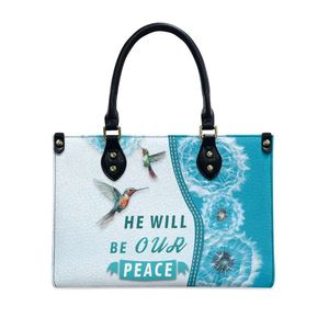 Borse a Mano in Pelle PU per Donne 'He Will Be Our Peace', Nuove Borse Tote Personalizzabili, Borse a Spalla per Feste Femminili, Vendita all'Ingrosso - Product Image 4